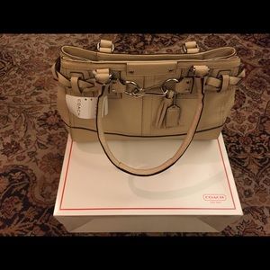 Coach Hampton Black/White Tassel Bag - Brand New